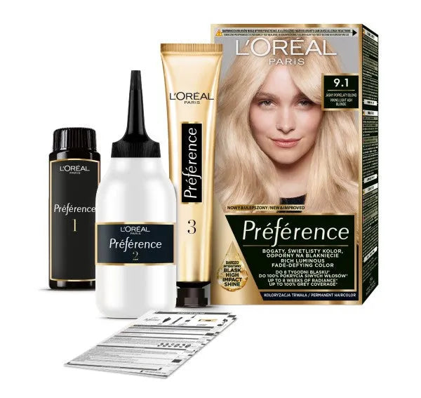 Loreal Preference Recital Plaukų spalva 9.1 Šviesiai pelenų blondinė - Kosmetika