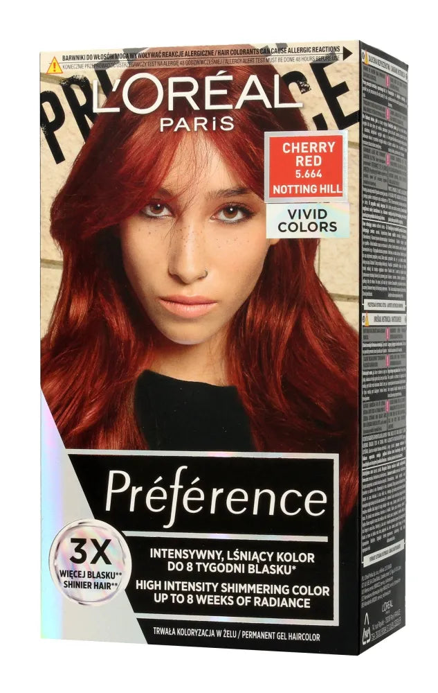 Loreal Preference Vivid Colors Plaukų dažai Nr. 5.664 Vyšninė raudona (Notting Hill) 1op. - Kosmetika