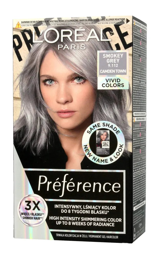 Loreal Preference Vivid Colors Plaukų dažai Nr. 9.112 Dūminė pilka (Camden Town) 1op. - Kosmetika