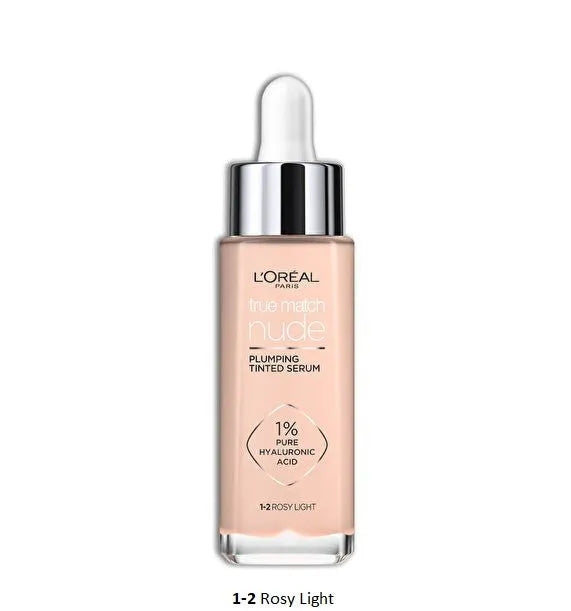 LOREAL True Match Nude Serum su makiažo pagrindu išlygina odos toną nr. 1-2 Rožinė Šviesa 30ml - Kosmetika