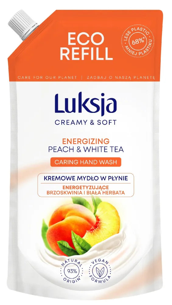 Luksja Creamy & Soft Energizing Liquid Soap Persikas ir Baltieji Arbatos 400ml - atsargos - Kosmetika