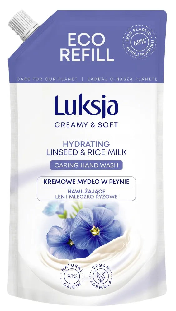 Luksja Creamy & Soft Moisturizing Liquid Soap Linų ir Ryžių Pienas 400ml - atsargos - Kosmetika
