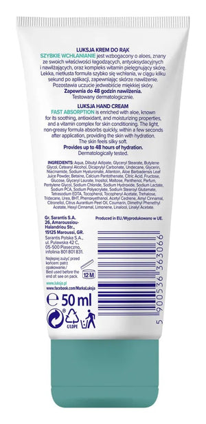 LUKSJA Hand Cream Quick absorption 50 ml - Kosmetika