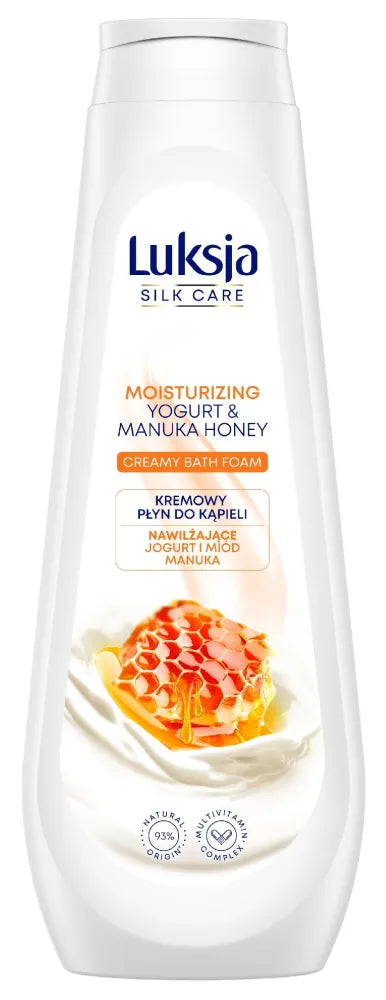 Luksja Silk Care Creamy Bath Liquid - Drėkinantis jogurtas ir Manuka medus 900ml - Kosmetika