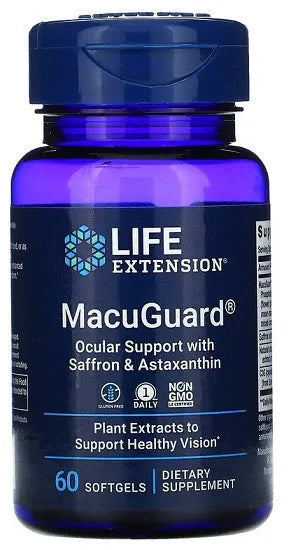MacuGuard Ocular Support with Saffron & Astaxanthin - 60 softgels - Life Extension - Papildai