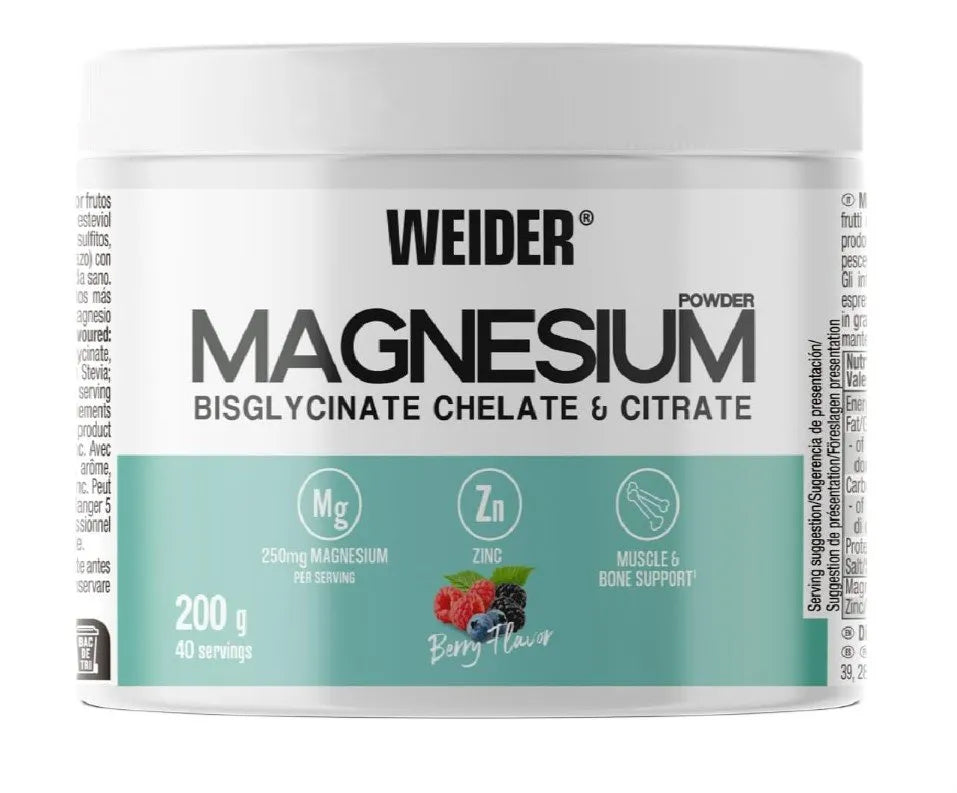 Magnesium Bisglycinate Chelate & Citrate Berry - 200g - Weider - Sporto papildai