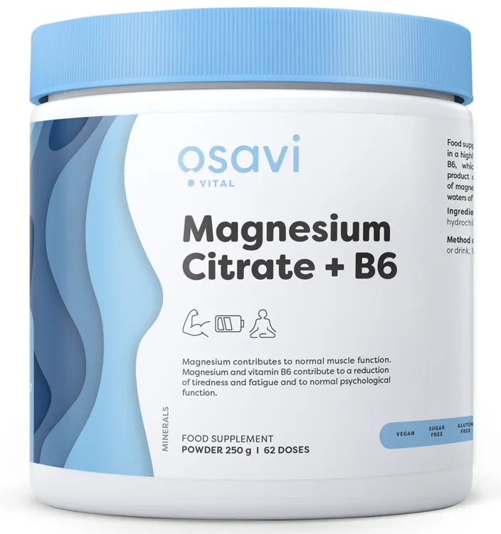 Magnesium Citrate + B6 Powder - 250g - Osavi - Papildai