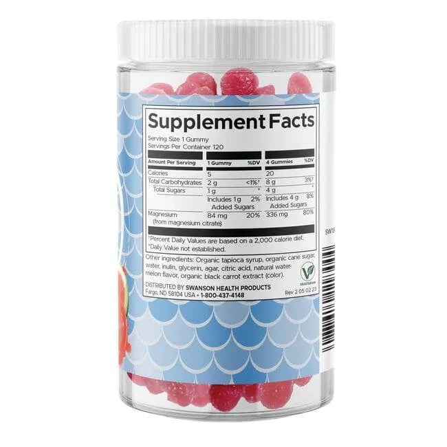 Magnesium Gummies - Magnio guminukai - Arbūzo skonio - N120 - Swanson - Papildai