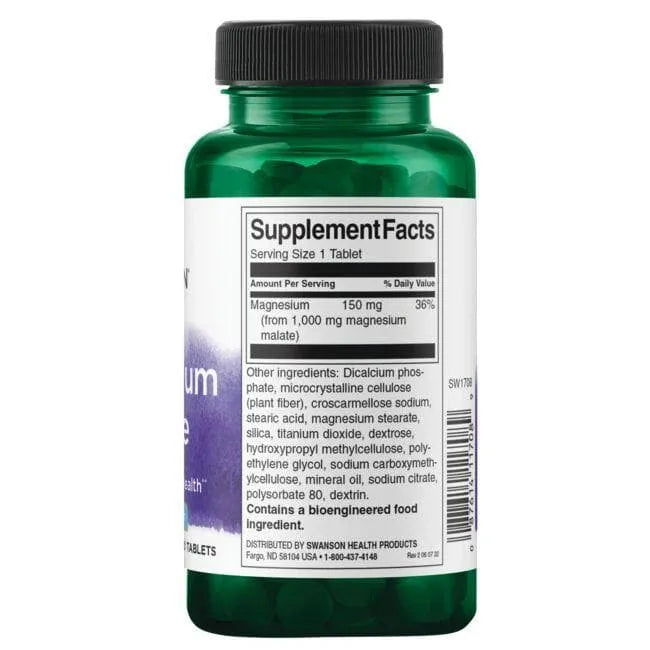 Magnesium Malate - 1000 mg - N60 - Swanson - Papildai