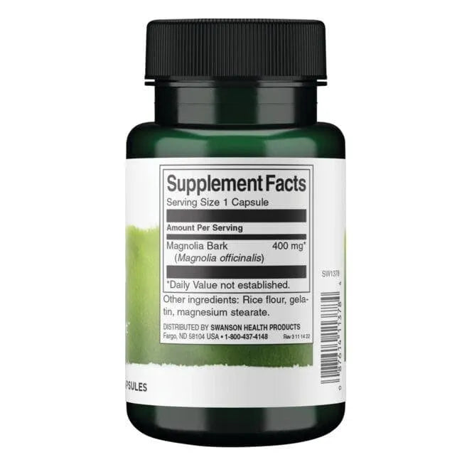 Magnolia Bark - Magnolijos žievė - 400 mg - N60 - Swanson - Papildai