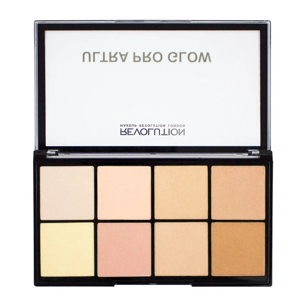 Makeup Revolution Ultra Pro Glow Highlighter Set (8 atspalvių) 20g - Kosmetika