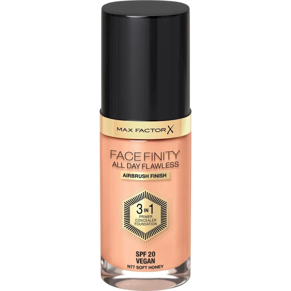 MAX FACTOR Facefinity All Day Flawless 3in1 Foundation No N77 Soft Honey 30ml - Kosmetika