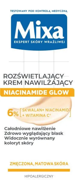 MIXA Niacinamide Glow Moisturizing - Apšviečianti kremas nuobodžiai ir pavargusiai odai 50 ml - Kosmetika