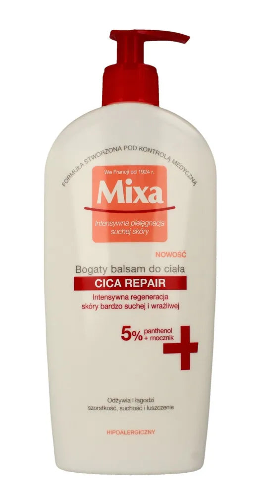 Mixa Rich Cica Repair kūno losjonas - labai sausai ir jautriai odai 400ml - Kosmetika