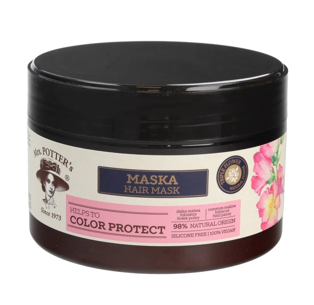 Mrs Potters Triple Flower Plaukų kaukė dažytiems plaukams spalvos apsaugai 230ml - Kosmetika