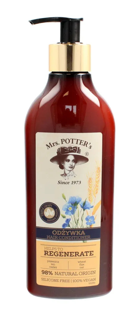 Mrs Potters Triple Grain Conditioner pažeistiems plaukams Regenerate 390ml - Kosmetika