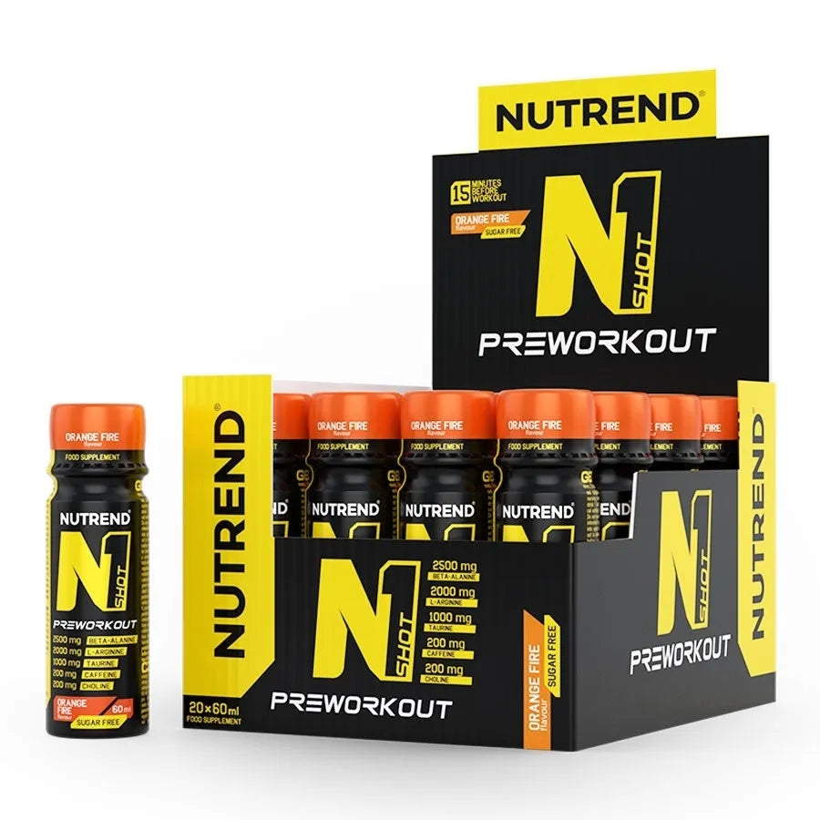 N1 Shot Orange Fire - 20 x 60 ml - Nutrend - Sporto papildai
