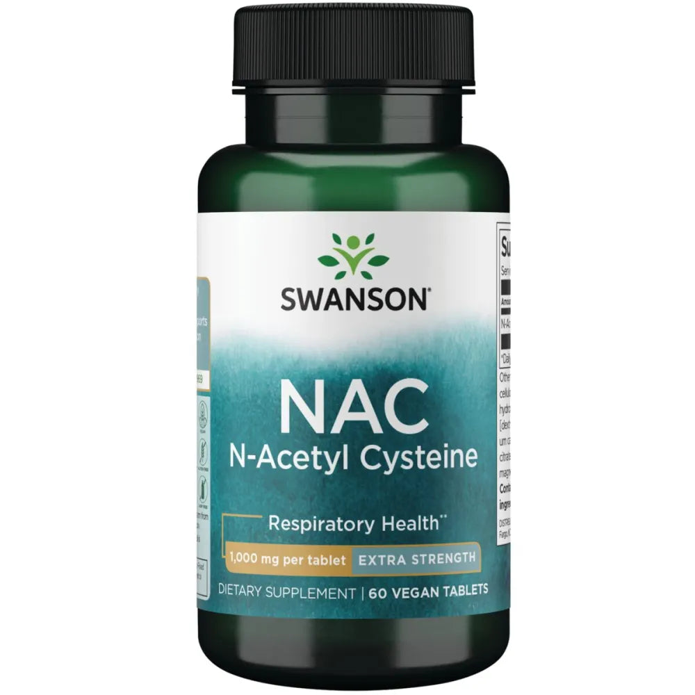 NAC N-Acetyl Cysteine - Extra Strength 1000mg 60 VTABS - Swanson - Papildai