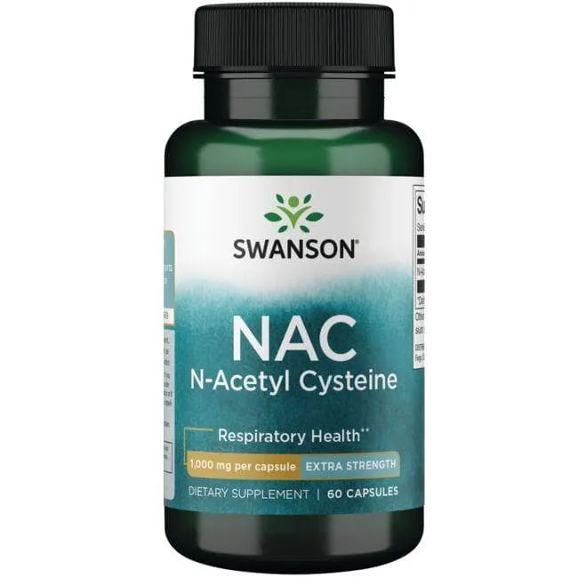 NAC N-Acetyl Cysteine - Kvėpavimo sistemai - 1000 mg - N60 - Acetilcisteinas - Swanson - Papildai