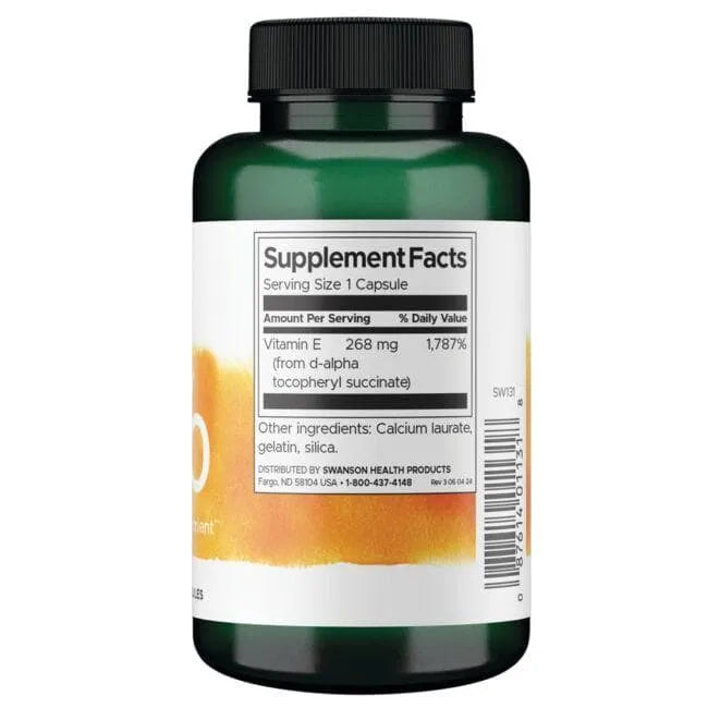 Natural Dry E-400 - Antioksidantas - 400 IU - 268 mg - N100 - Swanson - Papildai
