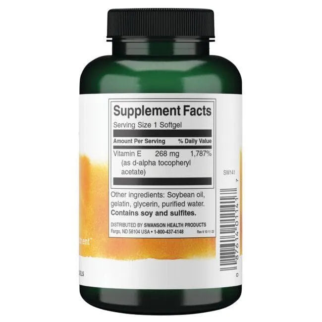 Natural E-400 - Vitaminai - 400 IU - 268 mg - N250 - Swanson - Papildai