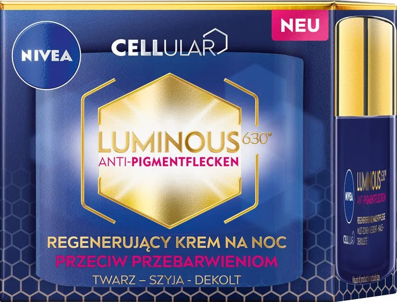 Nivea Cellular Luminous 630 Regeneruojantis anti-pigmentacijos naktinis kremas 50ml - Kosmetika