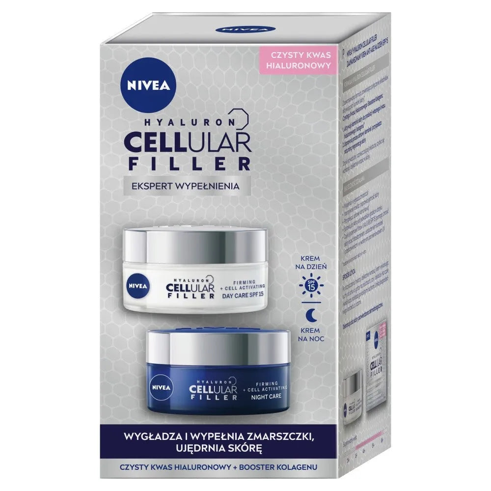 Nivea DUO Hyaluron Cellular Filler rinkinys (dieninis kremas 50ml + naktinis 50ml) 1op. - Kosmetika
