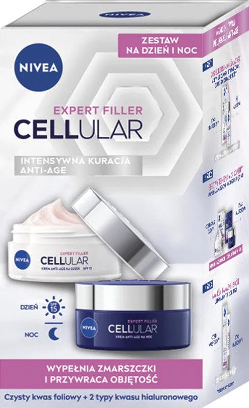 NIVEA EXPERT FILLER CELLULAR Gift Set Intensive Treatment Anti - Age Day Cream + Night - Kosmetika