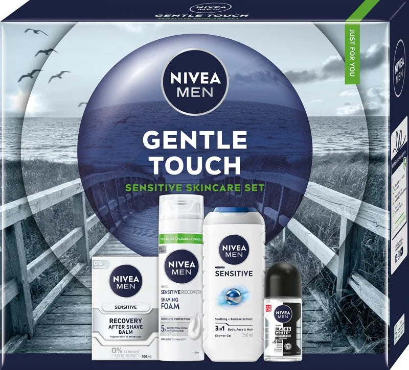 NIVEA Gentle Touch Men’s Gift Set (Shower Gel 250ml + Roll-on Antiperspirant 50ml + After Shave Balm 100ml + Shaving