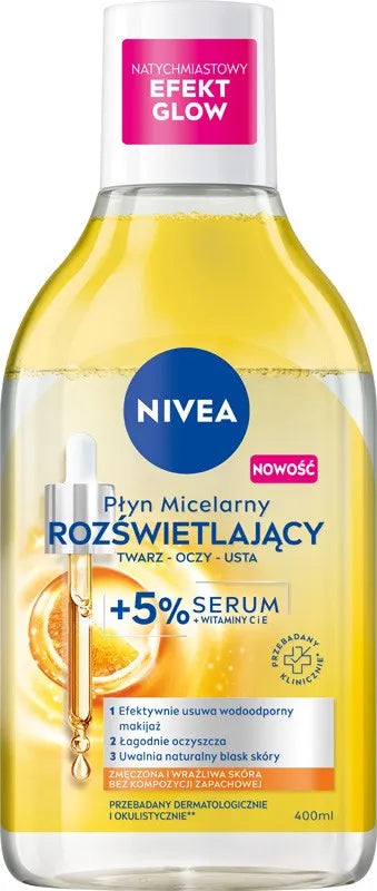 NIVEA Illuminating face-eye-mouth micellar lotion + 5% serum 400ml - Kosmetika