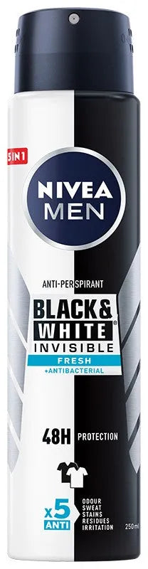 NIVEA MEN BLACK & WHITE INVISIBLE FRESH purškiamasis dezodorantas - 250 ml - Higiena