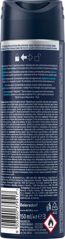 NIVEA Men Deep Beat Antiperspirant Spray for 150 ml - Higiena