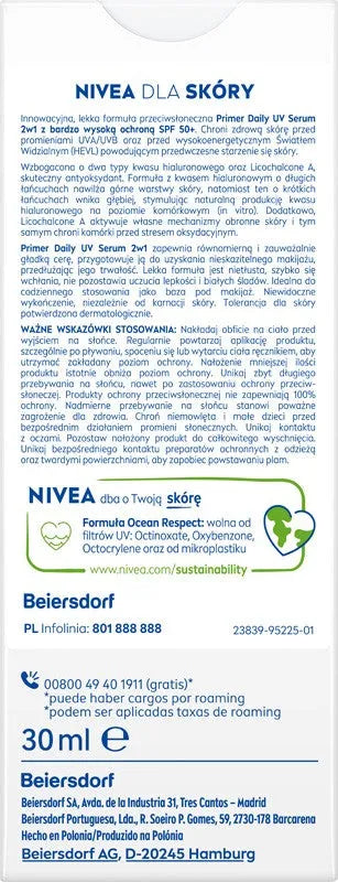 NIVEA SUN Primer Daily UV Face Serum 2-in-1 SPF50 30 ml - Kosmetika