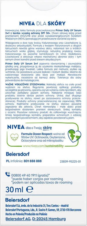 NIVEA SUN Primer Daily UV Face Serum 2-in-1 SPF50 30 ml - Kosmetika