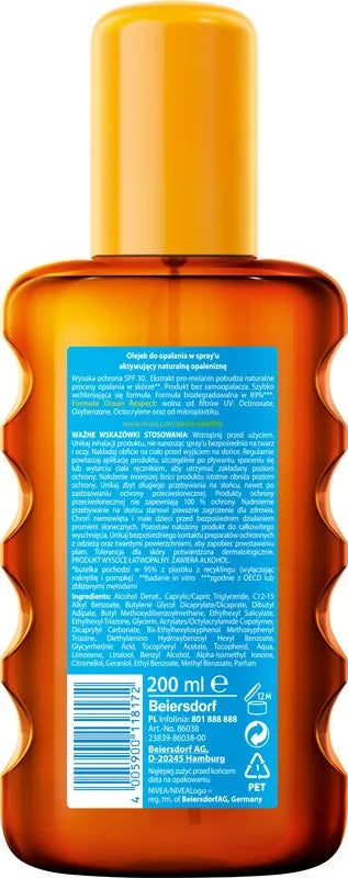 NIVEA SUN Protect Bronze Natural tan activating spray oil SPF30 200 ml - Kosmetika