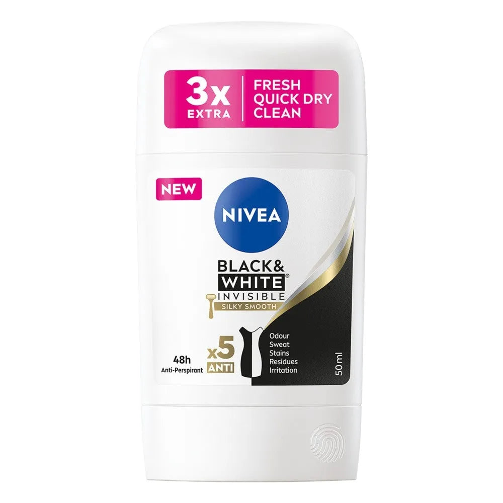 NIVEA Women’s BLACK WHITE INVISIBLE SILKY SMOOTH Deodorant Stick 50ml - Kosmetika