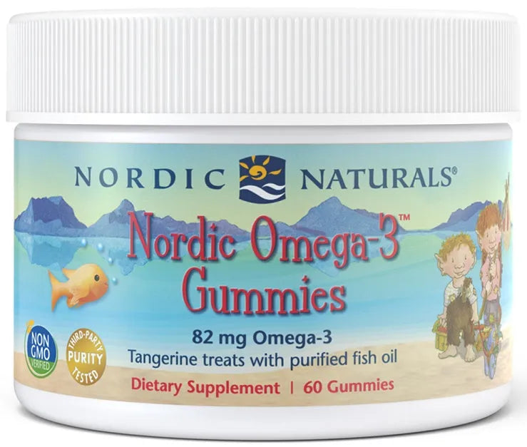 Nordic Omega-3 Gummies 82mg Tangerine Treats - 60 - Naturals - Papildai