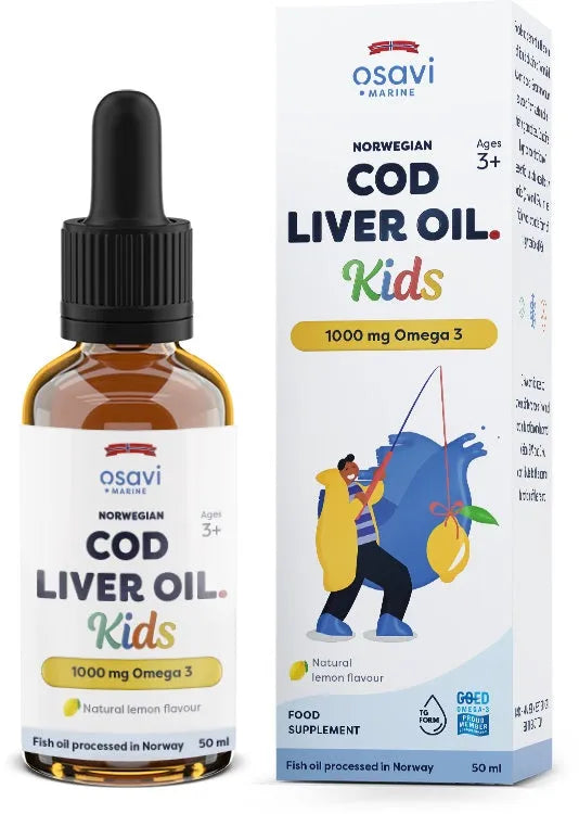 Norwegian Cod Liver Oil Kids 1000mg Omega 3 (Lemon) - 50 ml - Osavi - Papildai