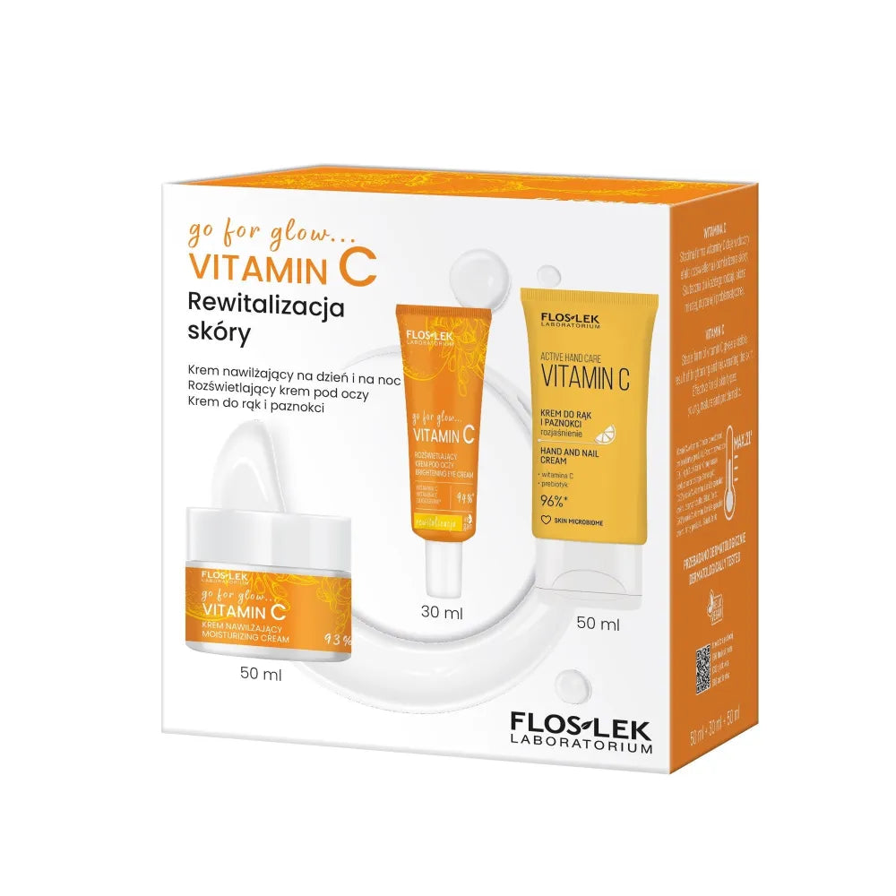 odos atgaivinimas (go for glow vitamin c drėkinamasis kremas 50 ml + go švytinčių akių 30 + aktyvių rankų priežiūros ir