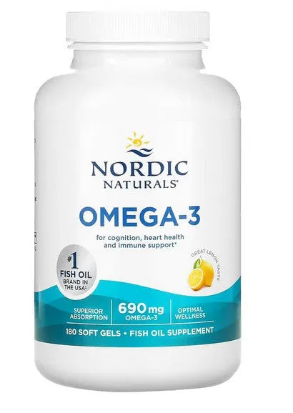 Omega-3 690mg Lemon - 180 softgels - Nordic Naturals - Papildai