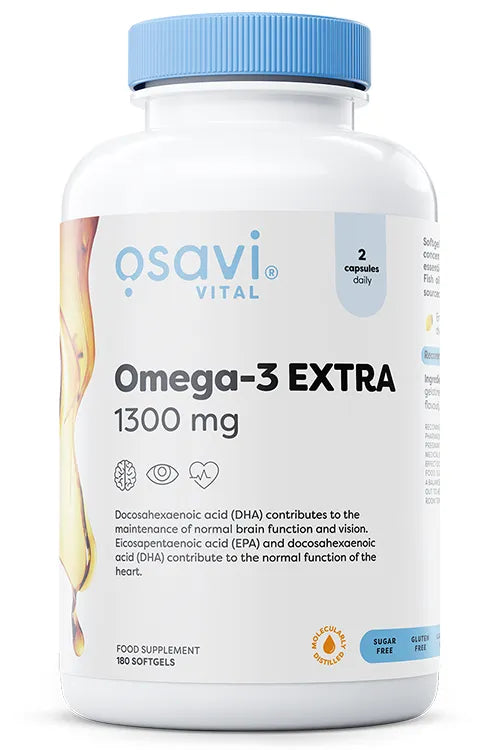 Omega-3 Extra Molecularly Distilled 1300mg (Lemon) - 180 softgels - Osavi - Papildai