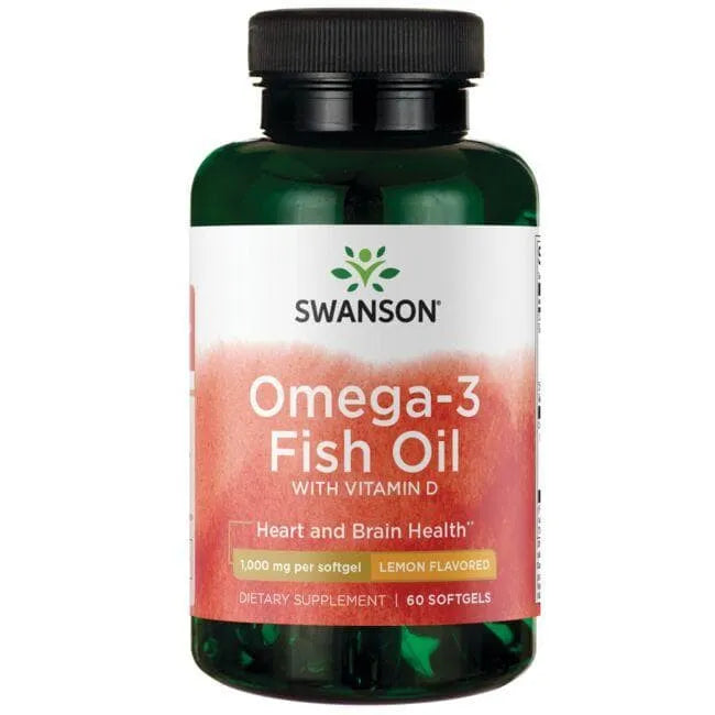 Omega-3 Fish Oil with Vitamin D - 1000 mg - N60 - Swanson - Papildai