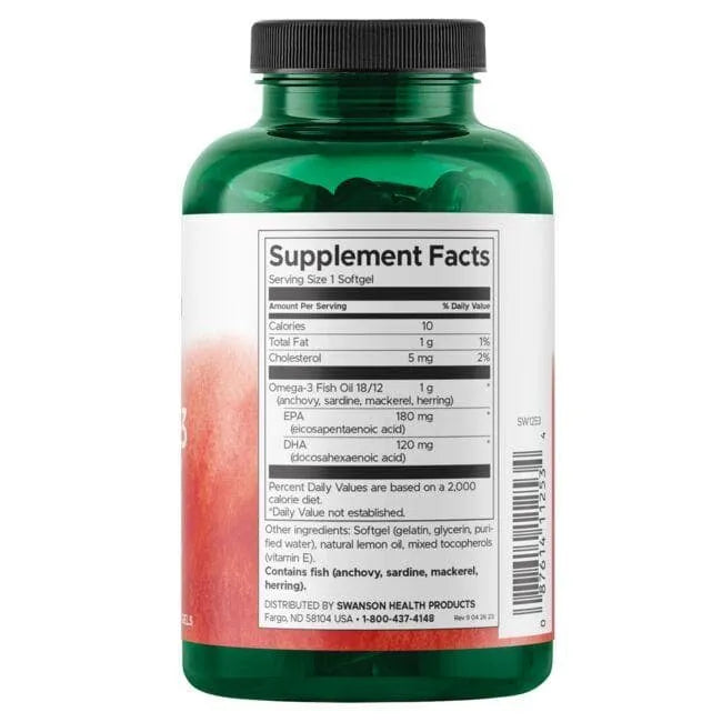 Omega-3 Fish Oil - žuvų taukai - N150 - Swanson - Papildai