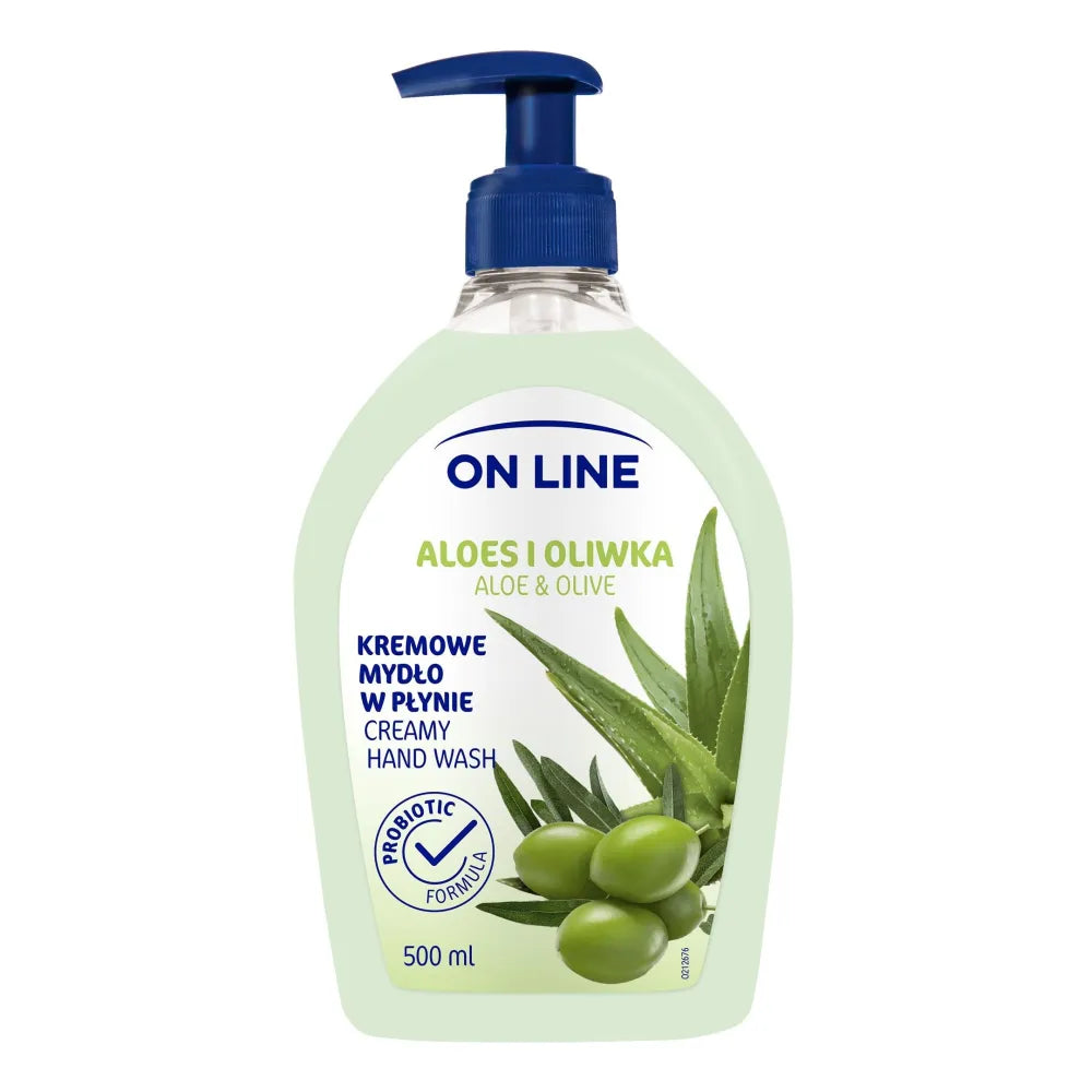 On Line Cream muilas dozatoriuje Aloe ir Alyvuogės 500ml - Kosmetika
