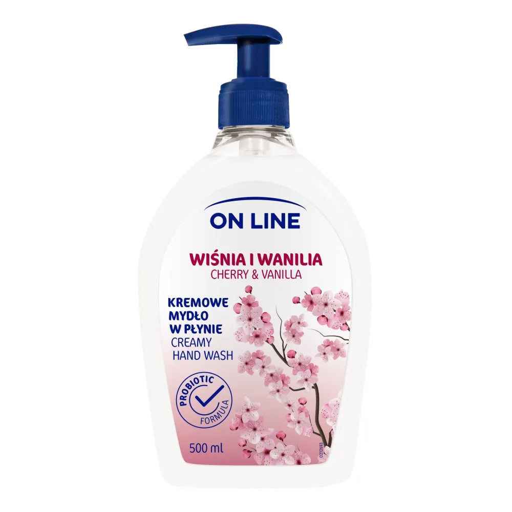 On Line Creamy liquid soap Cherry and Vanilla - 500ml dozatorius - Kosmetika