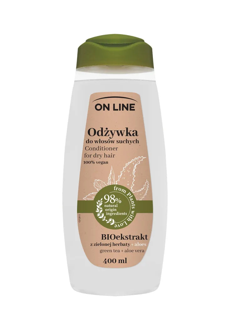On Line From Plants With Love Plaukų kondicionierius BIOekstraktas iš žaliosios arbatos ir alavijo 400ml - Kosmetika