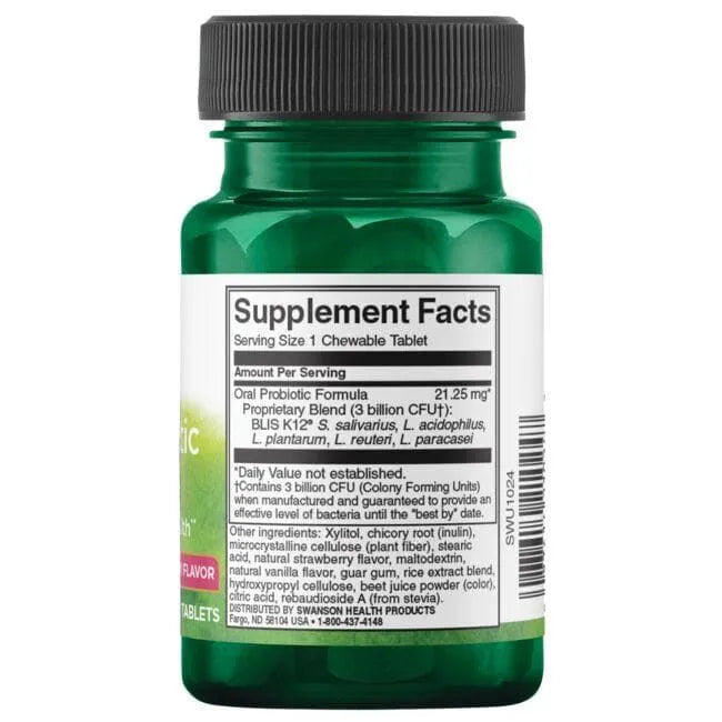 Oral Probiotic Formula - Probiotikai burnai - 3 mlrd. - N30 - Swanson - Papildai