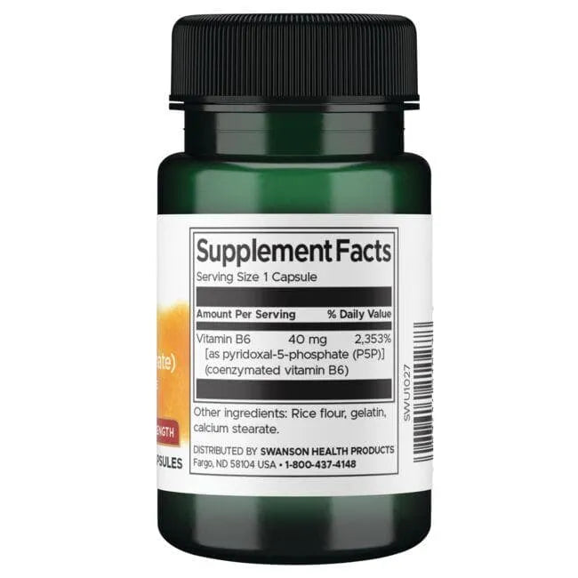 P-5-P Pyridoxal-5-Phosphate - Širdžiai - 40 mg - N60 - Piridoksalis-5-fosfatas - Swanson - Papildai