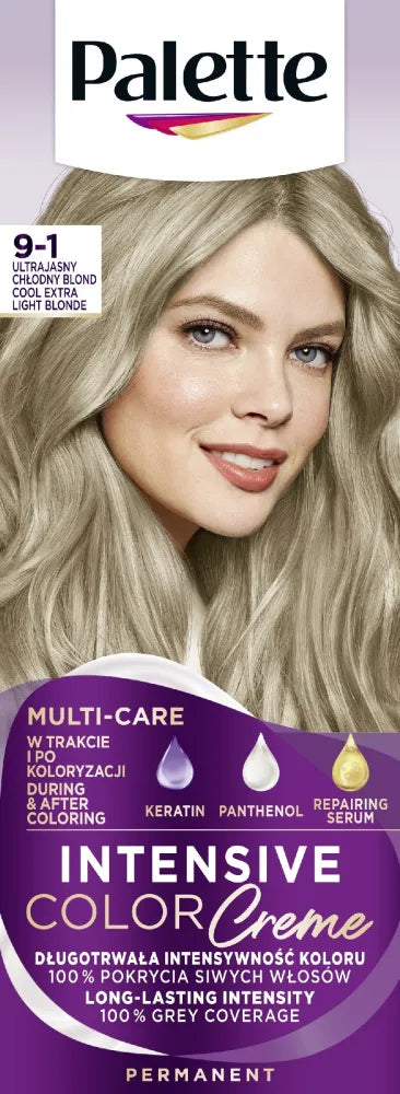 Palette Intensive Color Creme Dažymo kremas Nr. 9-1 Ultra šviesus šaltas šviesiaplaukis 1 vnt. - Kosmetika