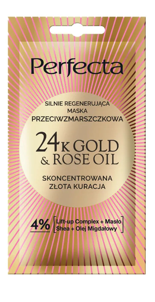 PERFECTA 24K Gold&Rose Oil Intensive regenerating anti-wrinkle face mask 8 ml - Kosmetika